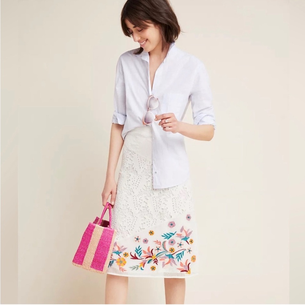 Anthropologie Floral
Embroidered cottage lace Midi Skirt Laia grace Med NWT - Picture 7 of 8